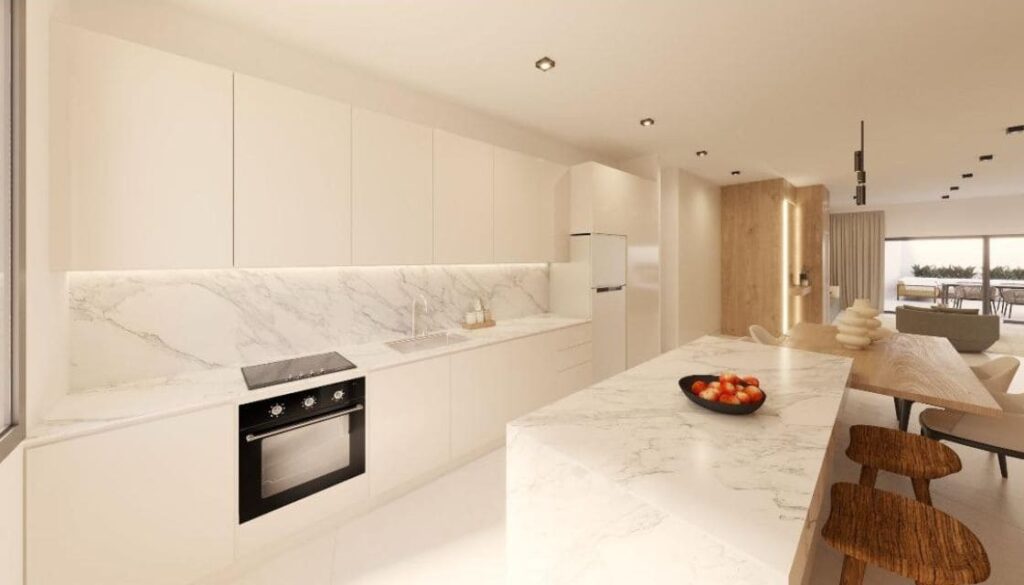 Cocina del proyecto de construcción en Cala Figuera