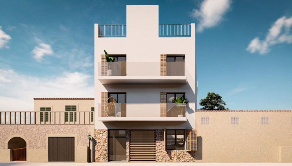 Fachada del proyecto de construcción en Cala Figuera